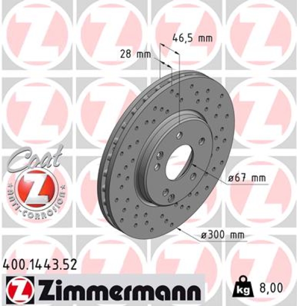 Zimmermann Sport Brake Disc for MERCEDES-BENZ CLK (C209) front