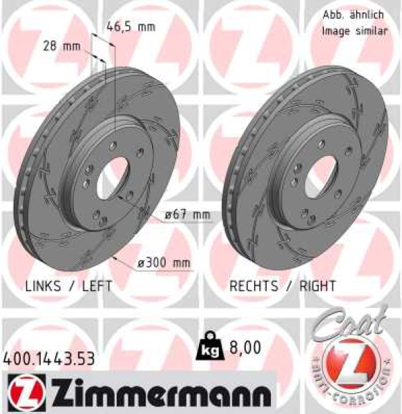 Zimmermann Sportbremsscheibe Black Z für MERCEDES-BENZ C-KLASSE Sportcoupe (CL203) vorne