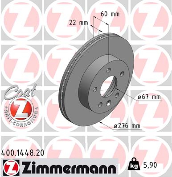 Zimmermann Brake Disc for MERCEDES-BENZ V-KLASSE (638/2) front
