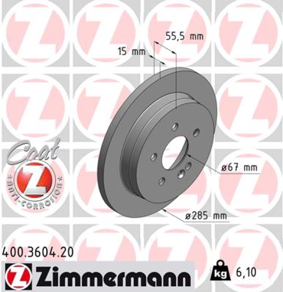 Zimmermann Brake Disc for MERCEDES-BENZ M-KLASSE (W163) rear