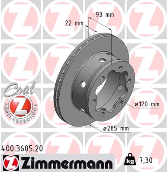 Zimmermann Brake Disc for MERCEDES-BENZ VARIO Pritsche/Fahrgestell rear