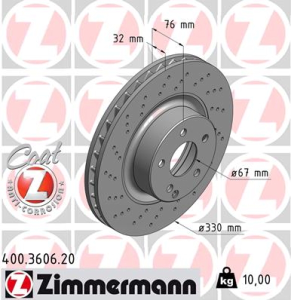 Zimmermann Bremsscheibe für MERCEDES-BENZ S-KLASSE (W220) vorne