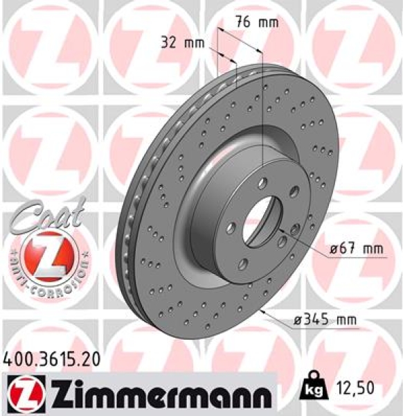 Zimmermann Bremsscheibe für MERCEDES-BENZ S-KLASSE Coupe (C215) vorne