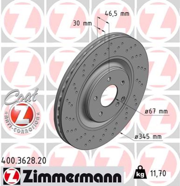 Zimmermann Brake Disc for MERCEDES-BENZ SLK (R171) front