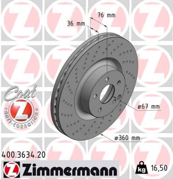 Zimmermann Bremsscheibe für MERCEDES-BENZ S-KLASSE Coupe (C215) vorne