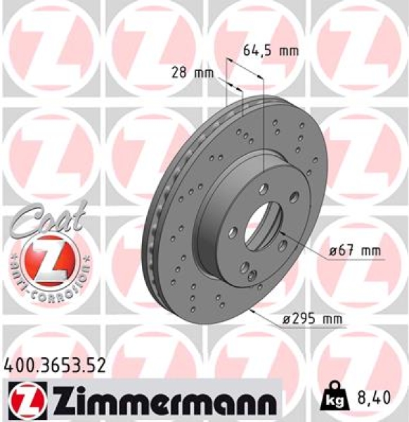 Zimmermann Sportbremsscheibe Sport Z für MERCEDES-BENZ E-KLASSE T-Model (S212) vorne