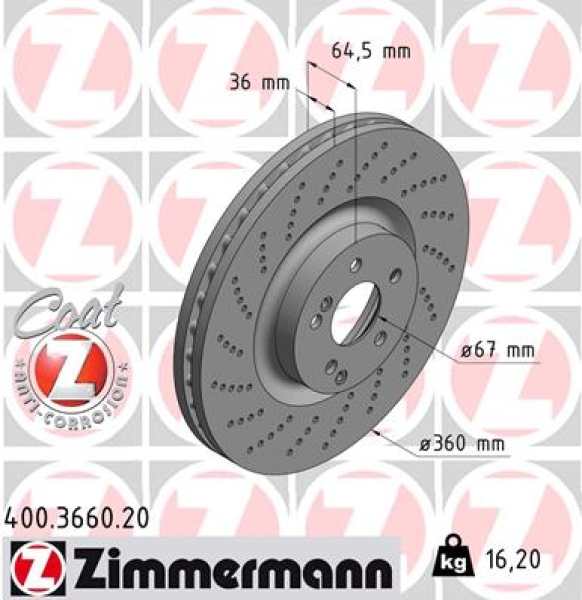 Zimmermann Bremsscheibe für MERCEDES-BENZ C-KLASSE T-Model (S205) vorne