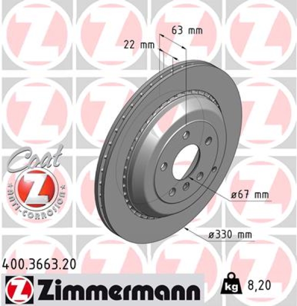 Zimmermann Bremsscheibe für MERCEDES-BENZ R-KLASSE (W251, V251) hinten