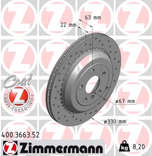 Zimmermann Sport Brake Disc for MERCEDES-BENZ GL-KLASSE (X164) rear