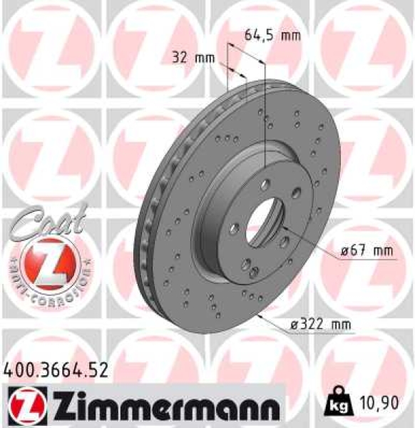 Zimmermann Sport Brake Disc for MERCEDES-BENZ C-KLASSE T-Model (S204) front