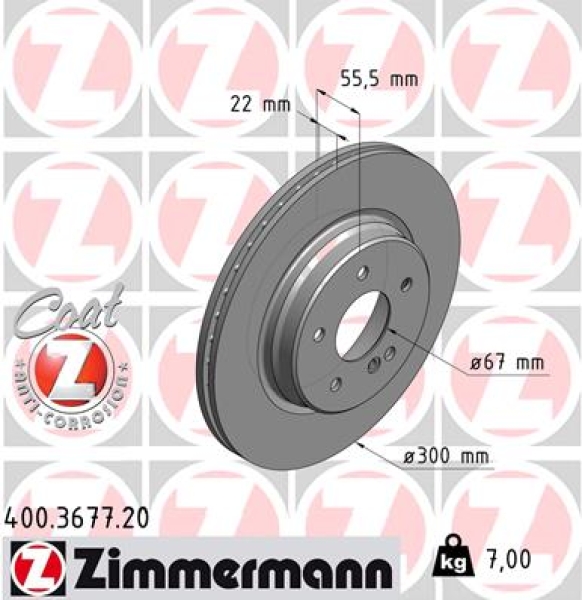 Zimmermann Brake Disc for MERCEDES-BENZ E-KLASSE T-Model (S210) rear