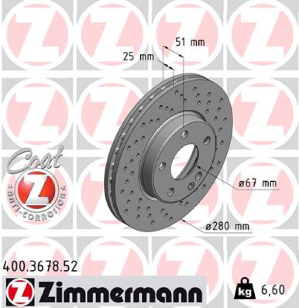 Zimmermann Sport Brake Disc for MERCEDES-BENZ A-KLASSE (W176) front