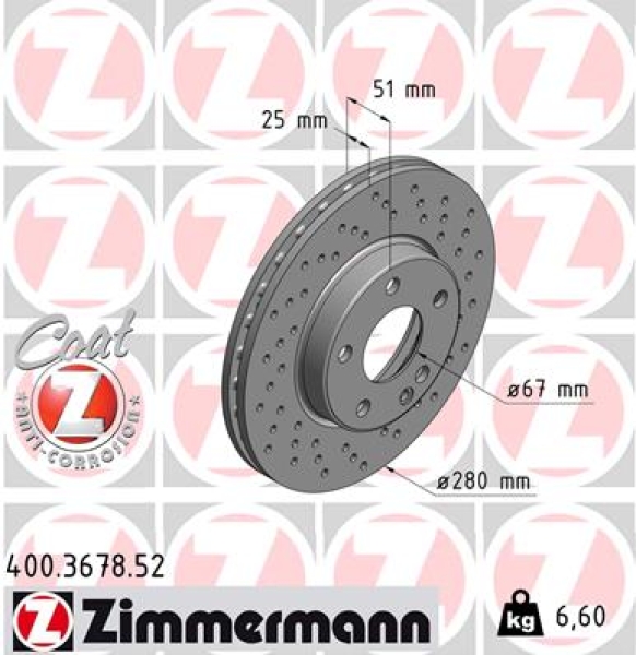 Zimmermann Sport Brake Disc for MERCEDES-BENZ B-KLASSE (W246, W242) front