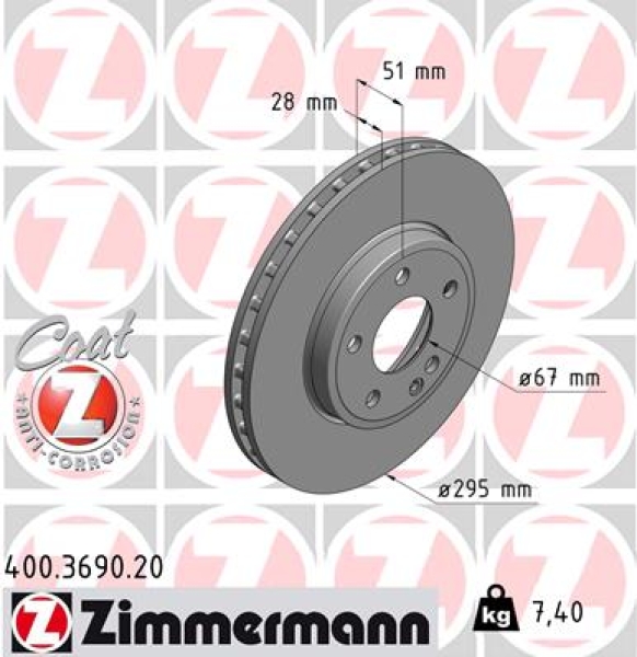Zimmermann Brake Disc for MERCEDES-BENZ B-KLASSE (W246, W242) front