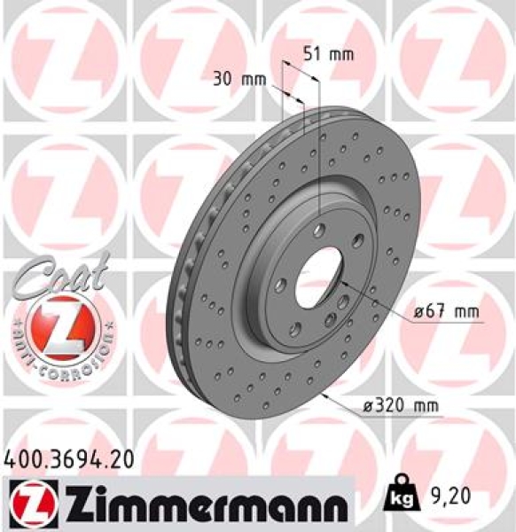 Zimmermann Bremsscheibe für MERCEDES-BENZ CLA Shooting Brake (X117) vorne