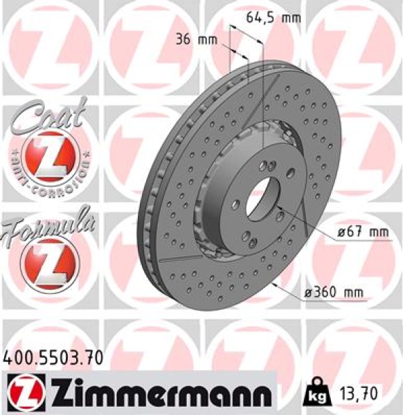 Zimmermann Bremsscheibe Formula Z für MERCEDES-BENZ C-KLASSE T-Model (S204) vorne