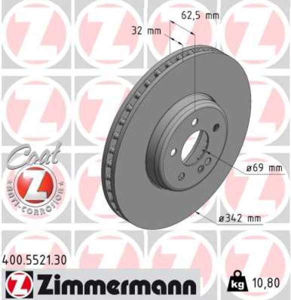 Zimmermann Bremsscheibe für MERCEDES-BENZ E-KLASSE (W213) vorne