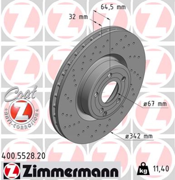 Zimmermann Bremsscheibe für MERCEDES-BENZ SL (R231) vorne