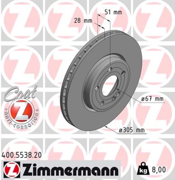 Zimmermann Bremsscheibe für MERCEDES-BENZ CLA (C118) vorne