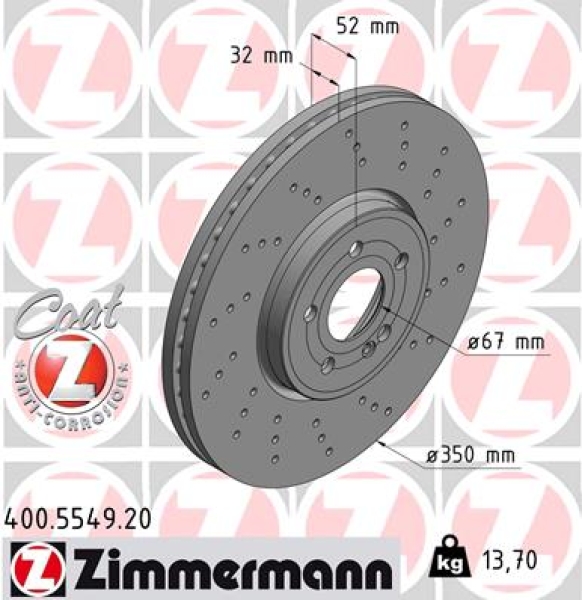 Zimmermann Bremsscheibe für MERCEDES-BENZ GLB (X247) vorne