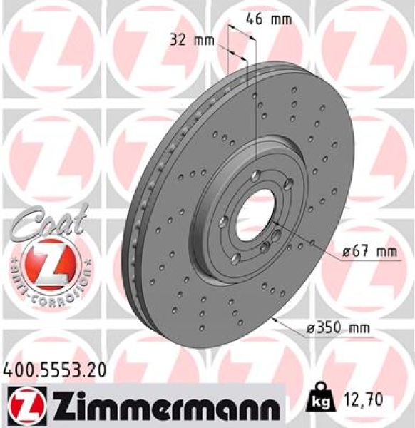Zimmermann Bremsscheibe für MERCEDES-BENZ A-KLASSE Stufenheck (V177) vorne
