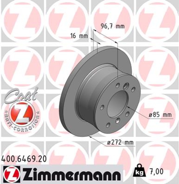 Zimmermann Brake Disc for MERCEDES-BENZ SPRINTER 3-t Bus (903) rear