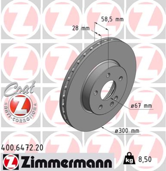 Zimmermann Brake Disc for MERCEDES-BENZ VITO Mixto (W447) front