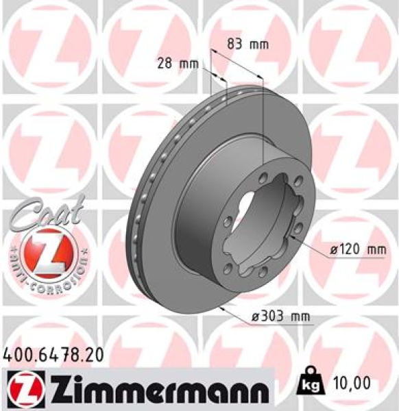 Zimmermann Brake Disc for MERCEDES-BENZ SPRINTER 5-t Pritsche/Fahrgestell (906) rear
