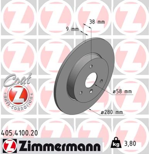 Zimmermann Brake Disc for SMART FORTWO Coupe (450) front