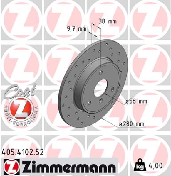Zimmermann Sport Brake Disc for SMART FORTWO Cabrio (451) front