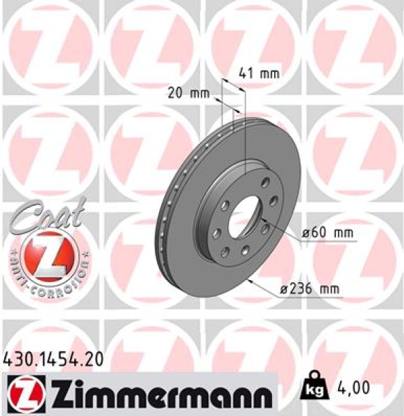 Zimmermann Bremsscheibe für CHEVROLET AVEO / KALOS Stufenheck (T250, T255) vorne