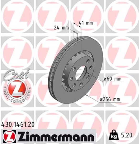 Zimmermann Brake Disc for DAEWOO ESPERO (KLEJ) front