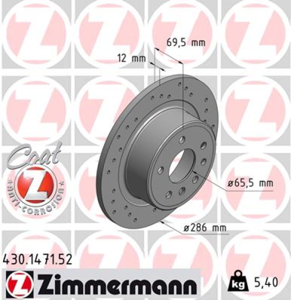 Zimmermann Sport Brake Disc for OPEL OMEGA B (V94) rear