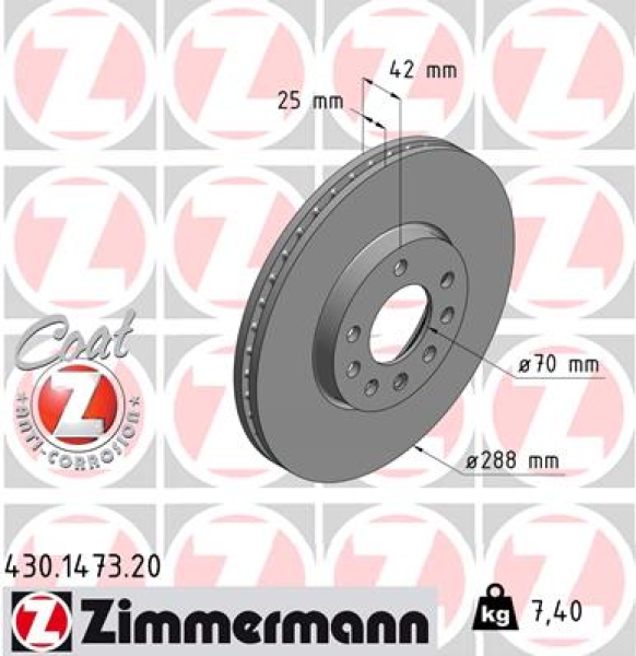 Zimmermann Brake Disc for OPEL VECTRA B CC (J96) front