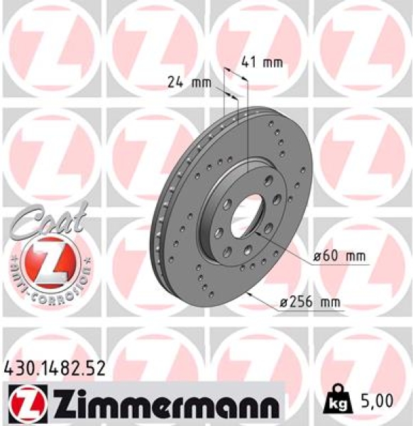 Zimmermann Sport Brake Disc for OPEL ASTRA G Caravan (T98) front