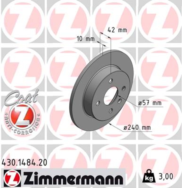 Zimmermann Brake Disc for OPEL ASTRA G CC (T98) rear