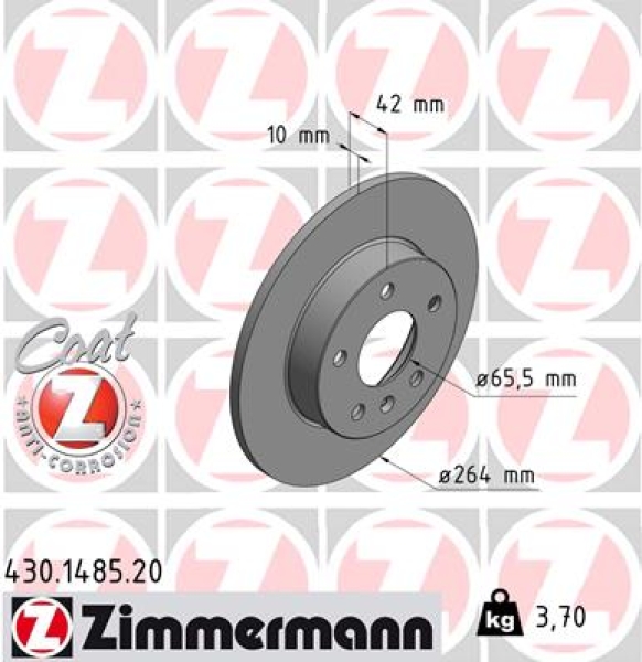 Zimmermann Brake Disc for OPEL MERIVA B Großraumlimousine (S10) rear