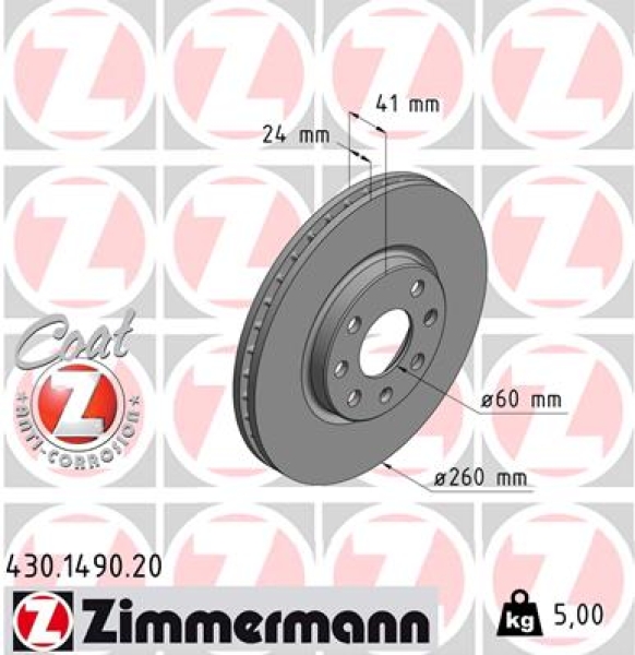 Zimmermann Brake Disc for OPEL TIGRA TwinTop (X04) front