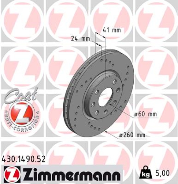 Zimmermann Sport Brake Disc for OPEL TIGRA TwinTop (X04) front