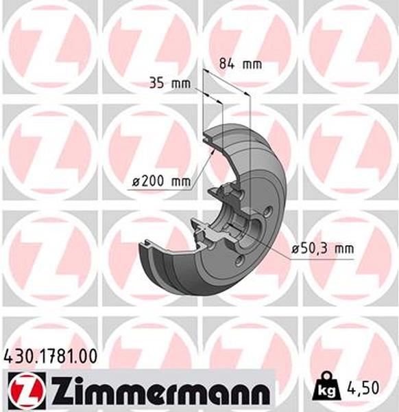 Zimmermann Brake Drum for OPEL CORSA B (S93) rear