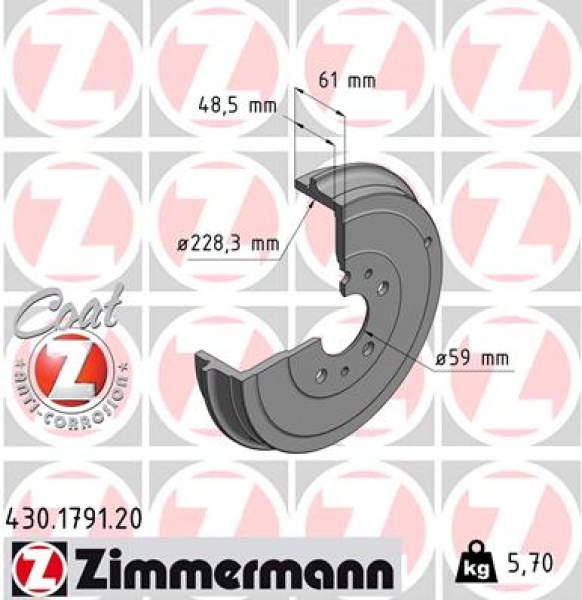 Zimmermann Bremstrommel für OPEL COMBO Combi / Tour (X12) hinten