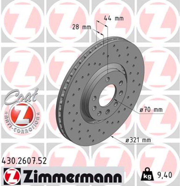 Zimmermann Sport Brake Disc For Opel Astra H A04 Front Zimmermann Bremsentechnik