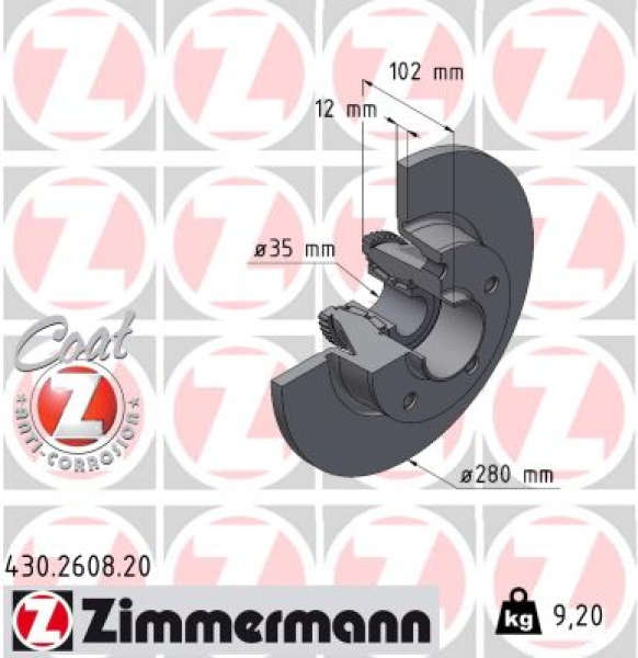 Zimmermann Bremsscheibe für NISSAN PRIMASTAR Kasten (X83) hinten