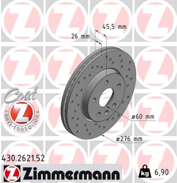 Zimmermann Sport Brake Disc for OPEL ASTRA J (P10) front