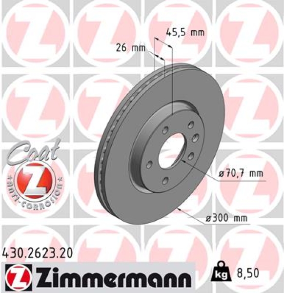 Zimmermann Brake Disc for OPEL ASTRA J Caravan (P10) front