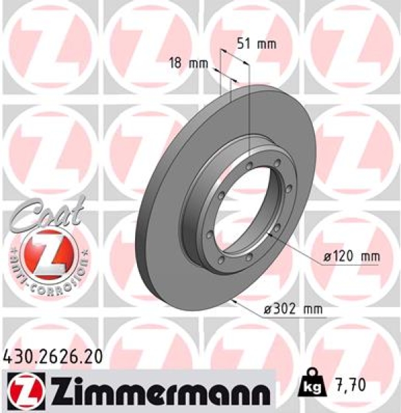 Zimmermann Brake Disc for OPEL MOVANO B Pritsche/Fahrgestell (X62) rear