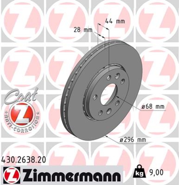 Zimmermann Brake Disc for RENAULT TRAFIC III Bus (JG_) front