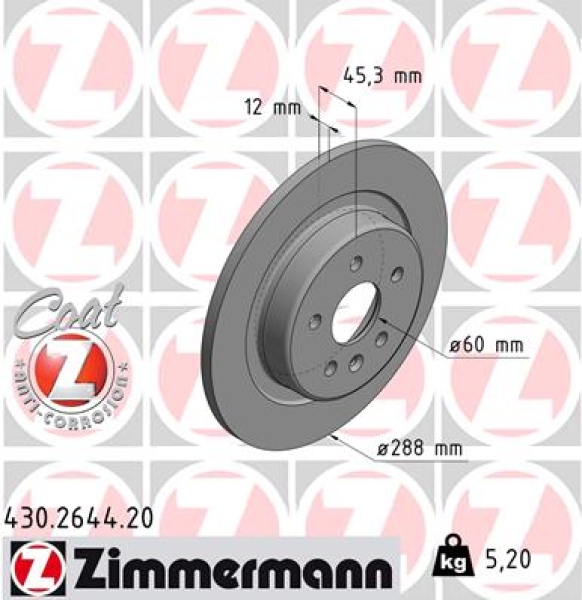 Zimmermann Brake Disc for OPEL ASTRA K (B16) rear