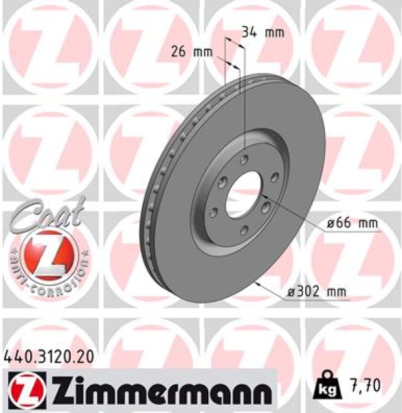Zimmermann Bremsscheibe für PEUGEOT 208 (CA_, CC_) vorne