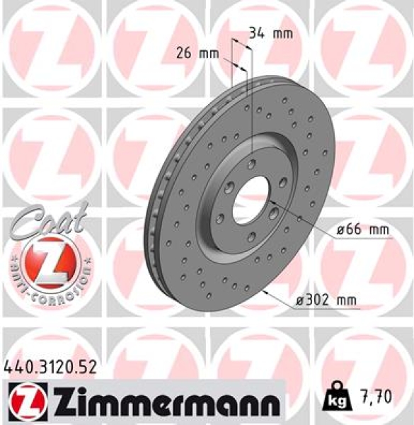 Zimmermann Sport Brake Disc for PEUGEOT 208 (CA_, CC_) front